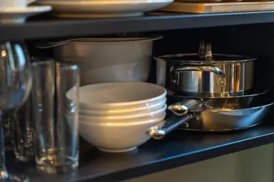 Küche/Küchenzeile in der Unterkunft AWerner Suites Belvedere - Der Tischler
