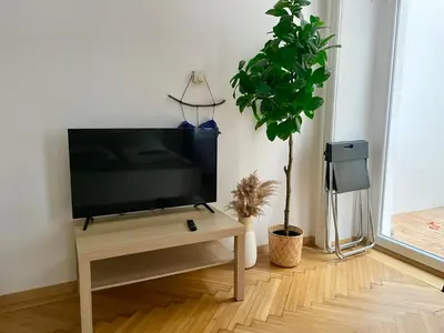 TV/Unterhaltungsangebot in der Unterkunft Cosy Apartment with Terrace & Free Parking