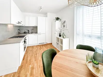 Küche/Küchenzeile in der Unterkunft Zentrales Business Apartment mit Schlafzimmer