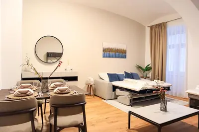 Ein Sitzbereich in der Unterkunft Apartment Comfort - right near Vienna's Old City