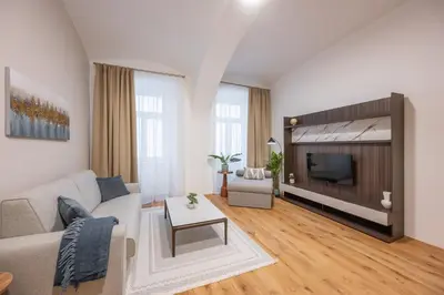 Ein Sitzbereich in der Unterkunft Apartment Diamond - right near Vienna's Old City