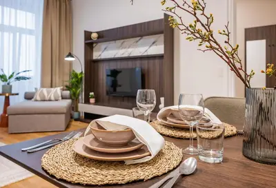 Ein Sitzbereich in der Unterkunft Apartment Diamond - right near Vienna's Old City