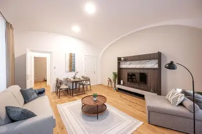 Ein Sitzbereich in der Unterkunft Apartment Majestic - right near Vienna's Old City