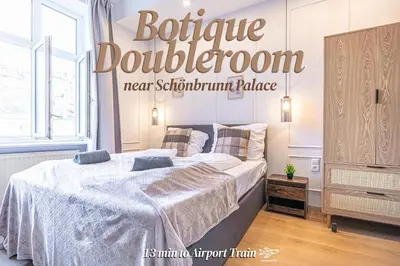 Ein Bett oder Betten in einem Zimmer der Unterkunft Modern and Cozy Studio Apartment in Vibrant Meidling
