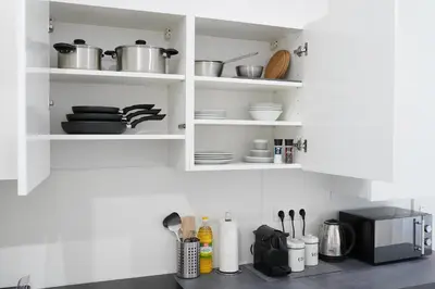 Küche/Küchenzeile in der Unterkunft Design Wohnung nahe dem Zentrum
