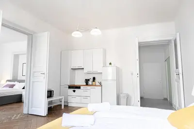 Ein Bett oder Betten in einem Zimmer der Unterkunft Two Charming Apartments near Volksoper & AKH