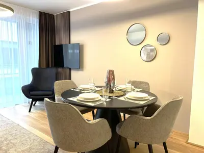 Ein Sitzbereich in der Unterkunft Free Parking - City Pulse Apartments at U6-Metro Vienna