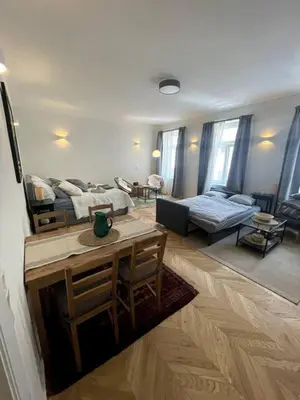 Ein Bett oder Betten in einem Zimmer der Unterkunft Altbautraum