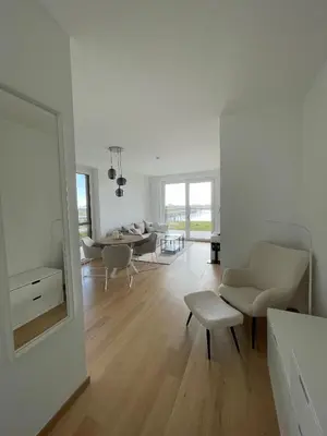 Ein Sitzbereich in der Unterkunft Ferienwohnung Seepark Oggau