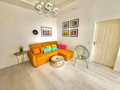 Ein Sitzbereich in der Unterkunft Urban Cityapartment