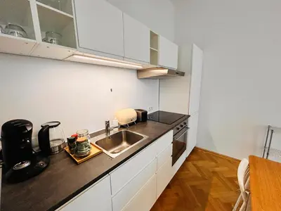 Küche/Küchenzeile in der Unterkunft Small & fine apartment near AKH