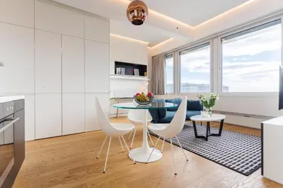 Küche/Küchenzeile in der Unterkunft Penthouse-Flair with Skyline-View