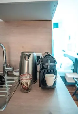 Küche/Küchenzeile in der Unterkunft Erstklassige Designer Apartments