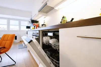 Küche/Küchenzeile in der Unterkunft Modern rooftop APT Vienna