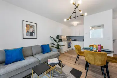 Ein Sitzbereich in der Unterkunft Modern Housing Apartments