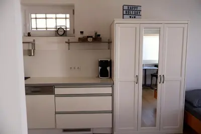 Küche/Küchenzeile in der Unterkunft Seeappartements Stadtflucht