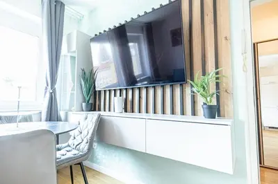 TV/Unterhaltungsangebot in der Unterkunft Chic 1BR & 1LR, Kingbed, only 9 min to City Center via Metro