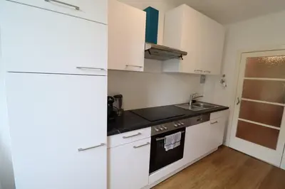 Küche/Küchenzeile in der Unterkunft Extravagante Serviced-Wohnung
