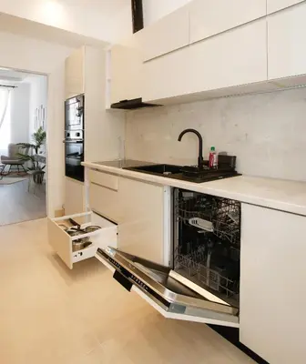 Küche/Küchenzeile in der Unterkunft LUX Prime Suite Vienna with FREE parking and FAST Internet 600 MBits