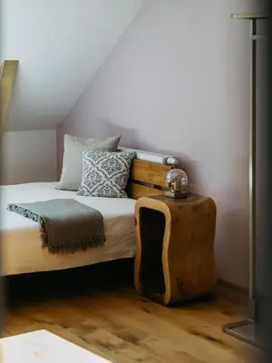 Ein Bett oder Betten in einem Zimmer der Unterkunft Ferienwohnung Weitblick