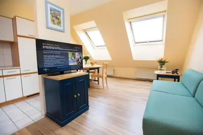Küche/Küchenzeile in der Unterkunft Donauauen Apartments