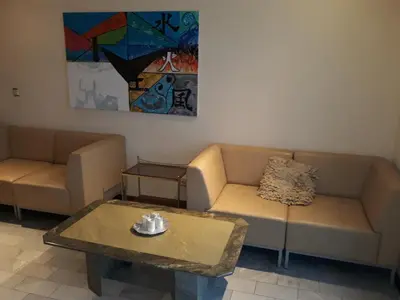 Ein Sitzbereich in der Unterkunft Donauauen Apartments