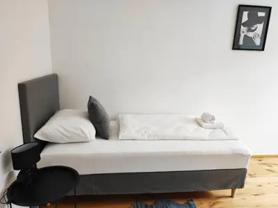 Ein Bett oder Betten in einem Zimmer der Unterkunft Exklusives Apartment Wien neben U2 U-Bahn