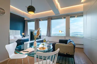 Ein Sitzbereich in der Unterkunft Vienna Residence, Philips Haus - Europlaza
