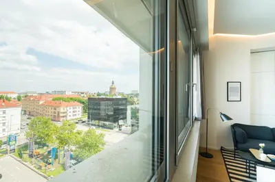 Ein allgemeiner Blick auf Wien oder ein Stadtblick von des Aparthotels aus