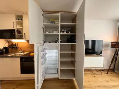 Küche/Küchenzeile in der Unterkunft Kompaktes Zentrales Studio mit Parkplatz