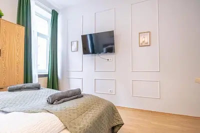 Ein Bett oder Betten in einem Zimmer der Unterkunft Comfy & Quiet Studio in Viennas 12th District