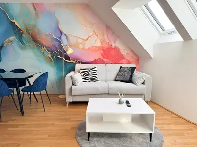 Ein Sitzbereich in der Unterkunft Modern & Spacious 2BR Apartment with Balcony