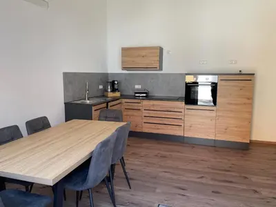 Küche/Küchenzeile in der Unterkunft Ferienwohnung Wulkatal