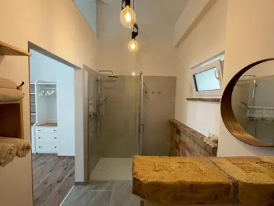 Ein Badezimmer in der Unterkunft Ferienwohnung Wulkatal