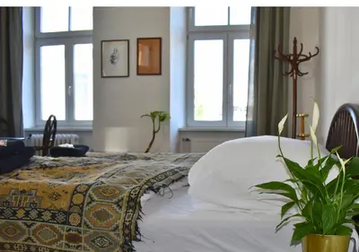 Ein Bett oder Betten in einem Zimmer der Unterkunft vintage private rooms - LGBTQ & female friendly