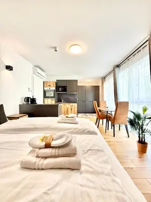 Ein Bett oder Betten in einem Zimmer der Unterkunft Möbliertes Apartment