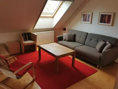 Ein Sitzbereich in der Unterkunft Ferienwohnung Heider