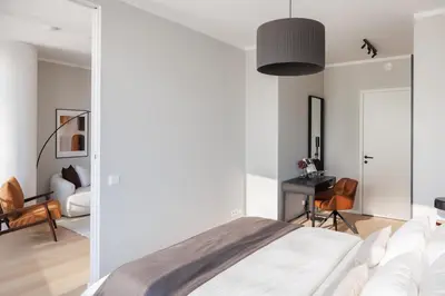 Ein Bett oder Betten in einem Zimmer der Unterkunft Skyline Suite - Danube-View Balcony & Pool