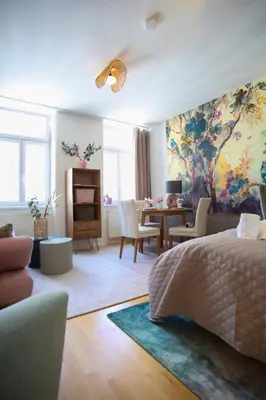 Ein Sitzbereich in der Unterkunft Cozy Stylish Apartment