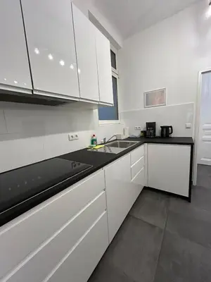 Küche/Küchenzeile in der Unterkunft Wiener Altbau-Revival