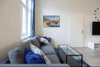 Ein Sitzbereich in der Unterkunft Sapphire Suite