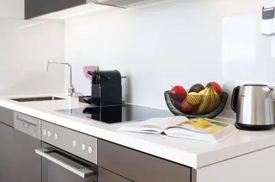 Küche/Küchenzeile in der Unterkunft Vienna Skyline Apartment