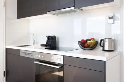 Küche/Küchenzeile in der Unterkunft Vienna Skyline Apartment