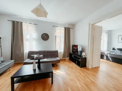 Ein Sitzbereich in der Unterkunft Stylisches City -Apartment
