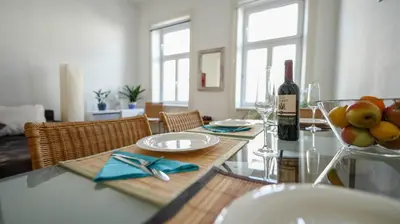 Ein Sitzbereich in der Unterkunft Cozy City Apartments Augarten