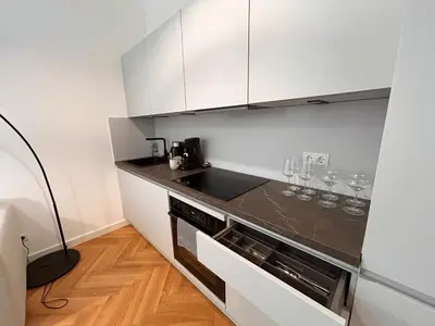 Küche/Küchenzeile in der Unterkunft Premium City Apartment near Mariahilfer Strasse