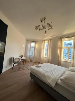 Ein Bett oder Betten in einem Zimmer der Unterkunft Apartment Schönbrunn Kingsiz Bed
