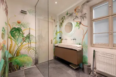 Ein Bett oder Betten in einem Zimmer der Unterkunft Luxuriöses Apartment mitten im Zentrum in Ruhelage mit AC