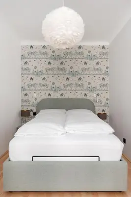 Ein Bett oder Betten in einem Zimmer der Unterkunft Luxuriöses Apartment mitten im Zentrum in Ruhelage mit AC