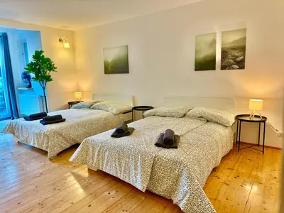 Ein Bett oder Betten in einem Zimmer der Unterkunft Luxury 130 m2 Apartment with Garden